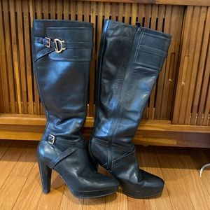 Cole Haan knee boots black leather bike air sole 6.5